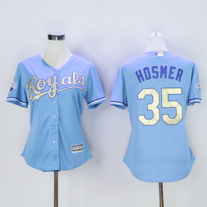 Women Kansas City Royals 35 Hosmer Light Blue Champion MLB Jerseys